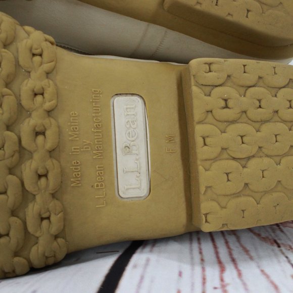 LL Bean 6" Green White Leather Unlined Gumshoe Ankle Duck Boots Size M 8 L 10 - Picture 9 of 9